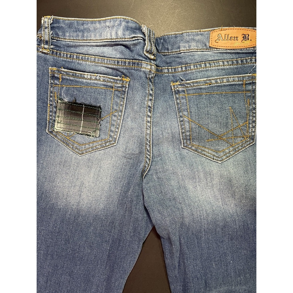 Vintage Allen B Allen Schwartz Jeans Womens 10 Below Waist Curvy Bootcut Patches - Picture 8 of 9